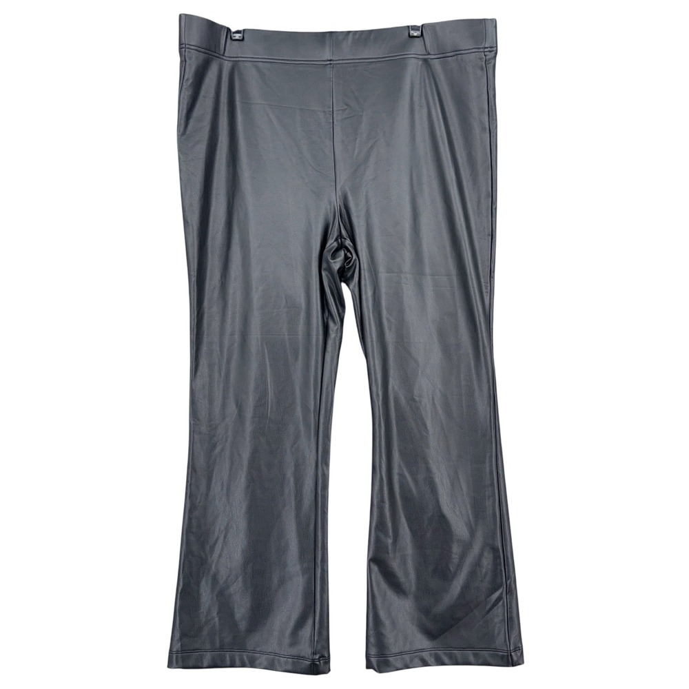 LOFT High Waist Kick Crop‎ Women XL Faux Leather Black